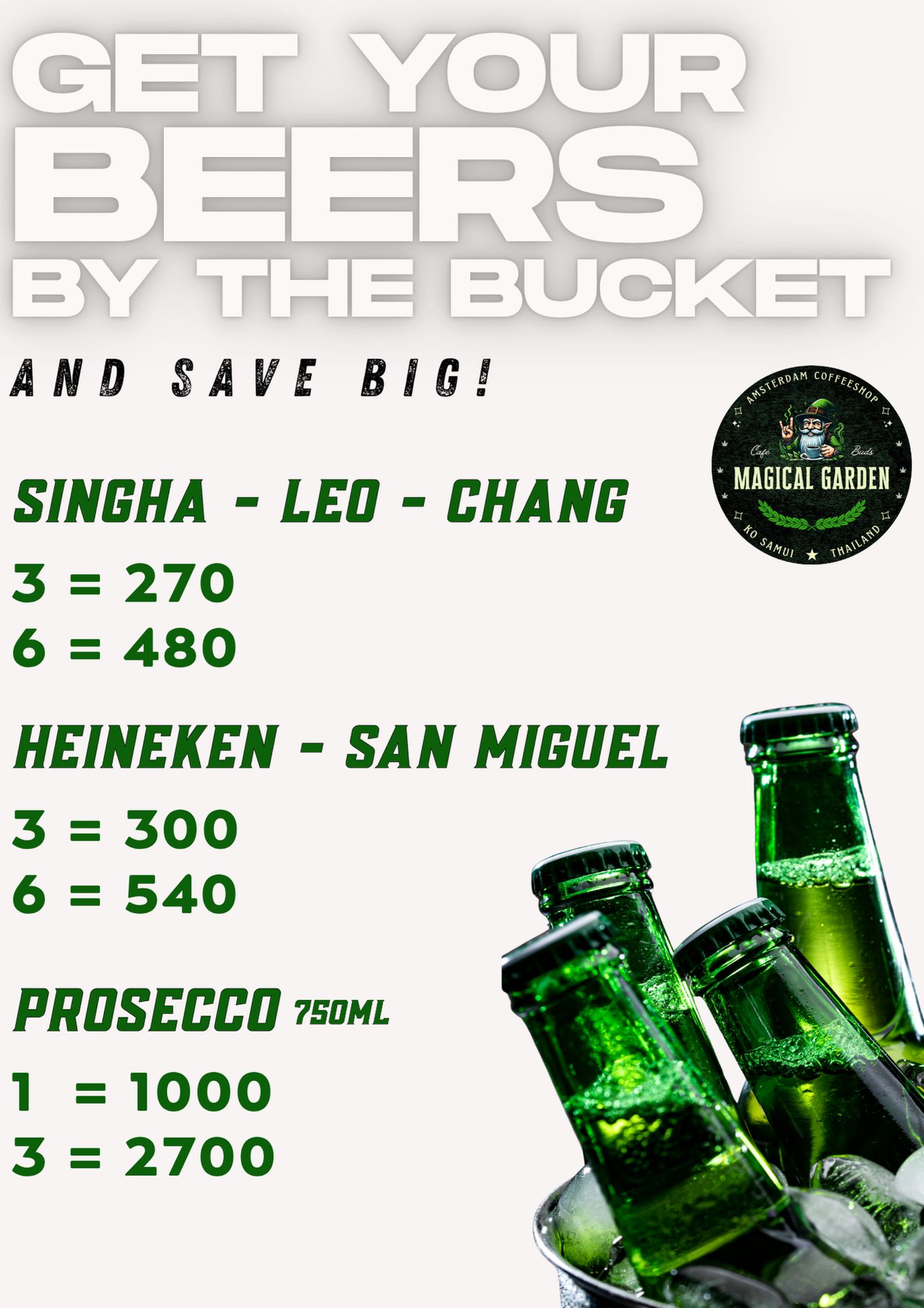 Magical Garden Beer Bucket Deals Prosecco Specials Ko Samui