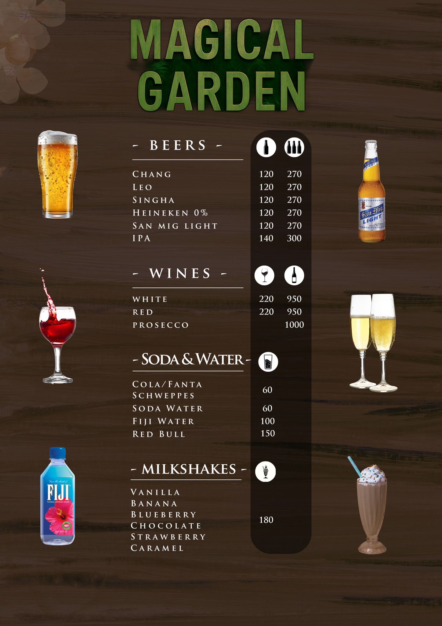 Magical Garden Beer Wine Menu - Beverages Milkshakes Ko Samui