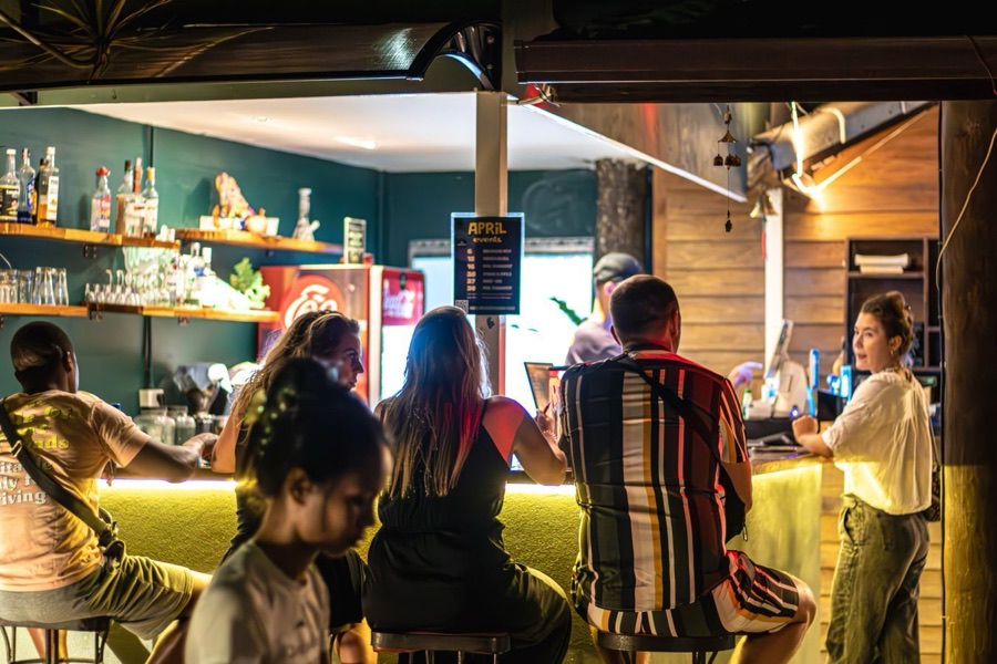 Customer enjoying the bar interior atmosphere at Magical Garden, Ko Samui