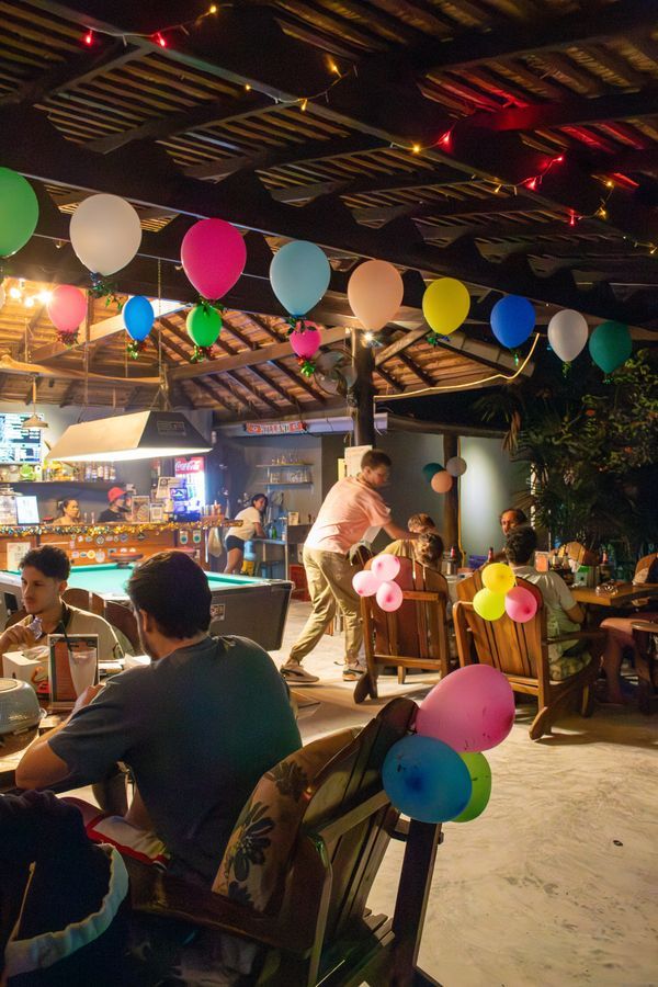 Evening celebration with balloons at MG Bistro, Ko Samui