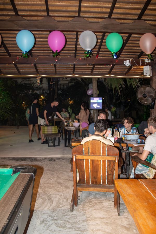 Social evening dining outdoors at MG Bistro, Ko Samui