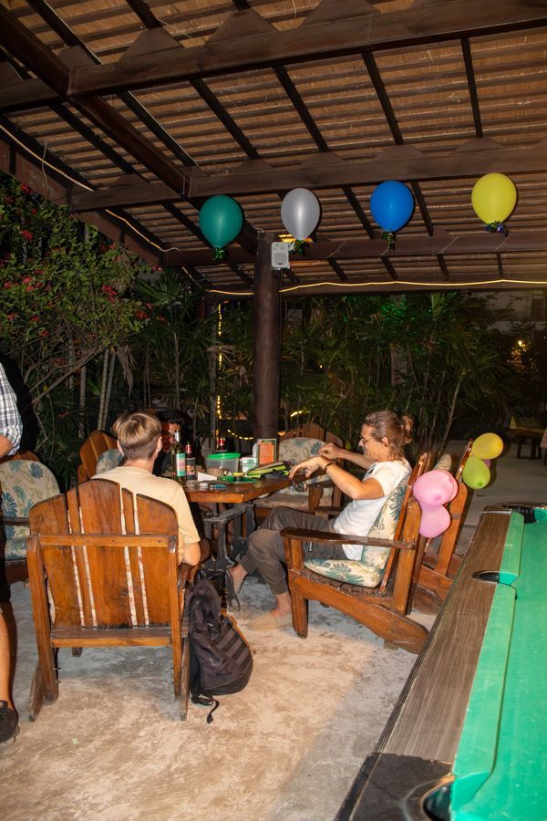 Social night in the outdoor seating area of MG Bistro, Ko Samui