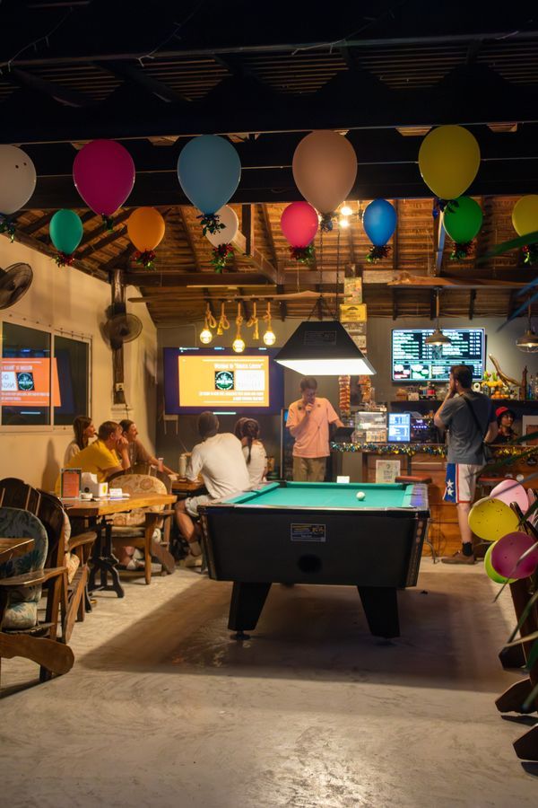 Pool table inside the cannabis lounge at Magical Garden, Ko Samui