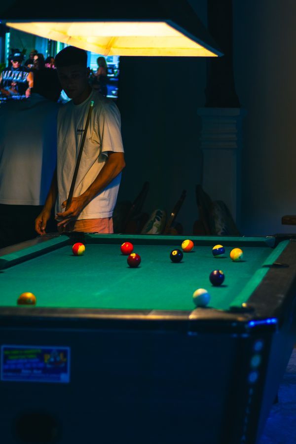 Pool table at MG Bistro cannabis gaming lounge, Ko Samui