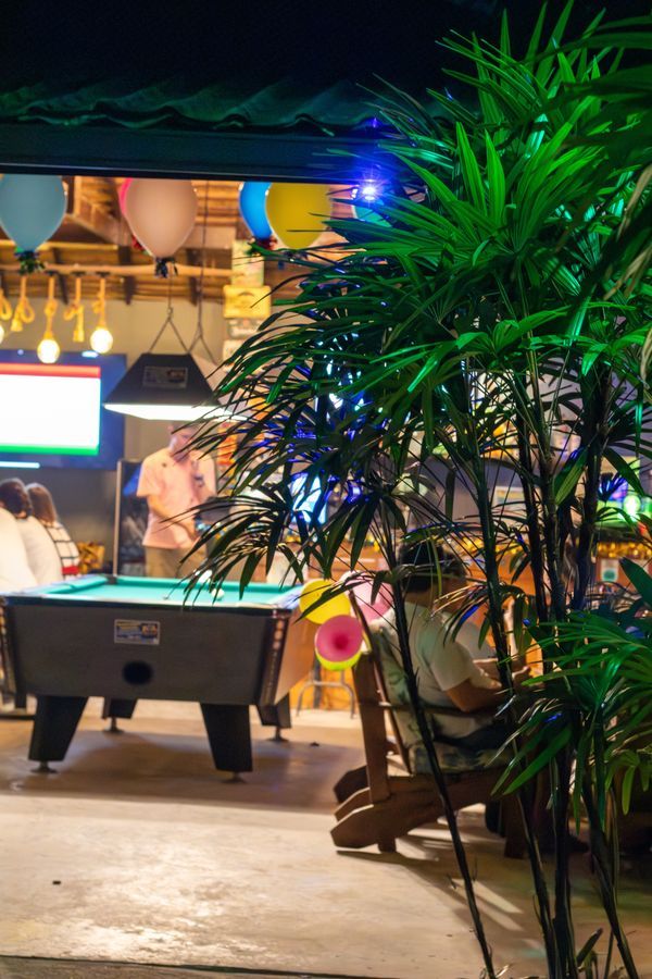 Pool table at night in the Magical Garden lounge, Ko Samui