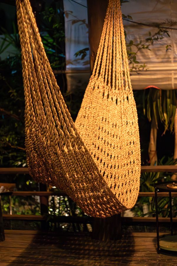 Woven hammock chair in the cannabis lounge at Magical Garden, Ko Samui